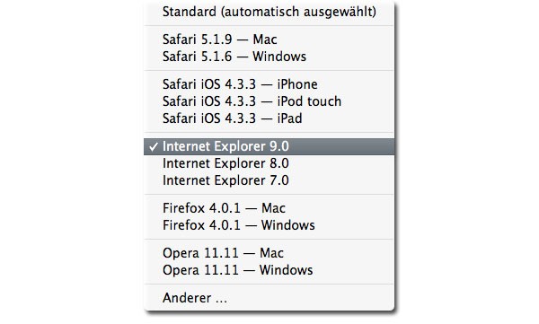 Sicherheit - Safari - User Agent